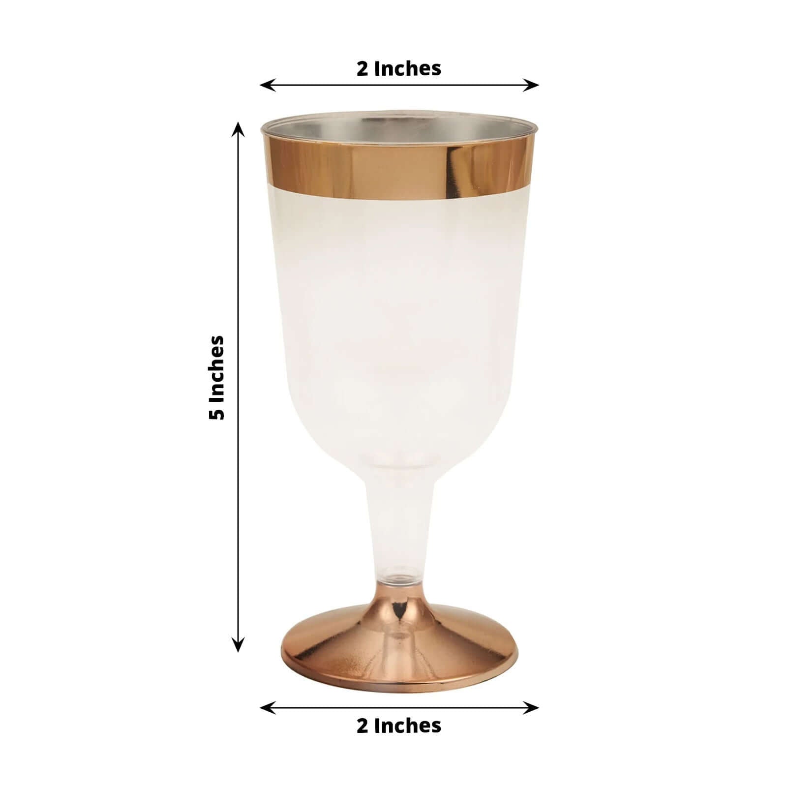 12 - Pack Plastic Wine Glasses Clear with Rose Gold Rim - Classy Disposable Cups with Detachable Base for Weddings & Special Occasions 6oz - Linen Luxes