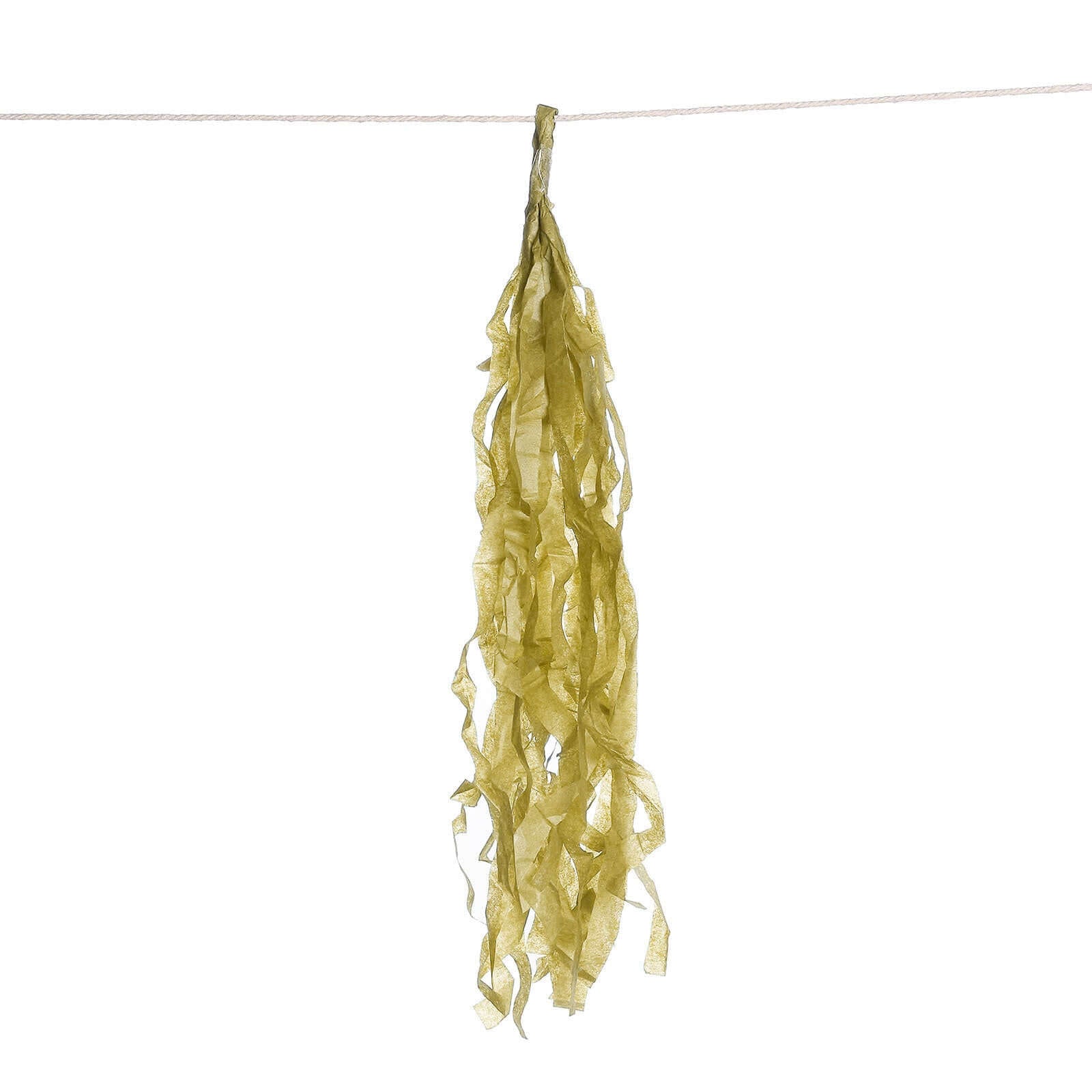 12 Pack Pre - Tied Gold Paper Fringe Tassels With Garland String, Hanging Streamer Banner - Linen Luxes
