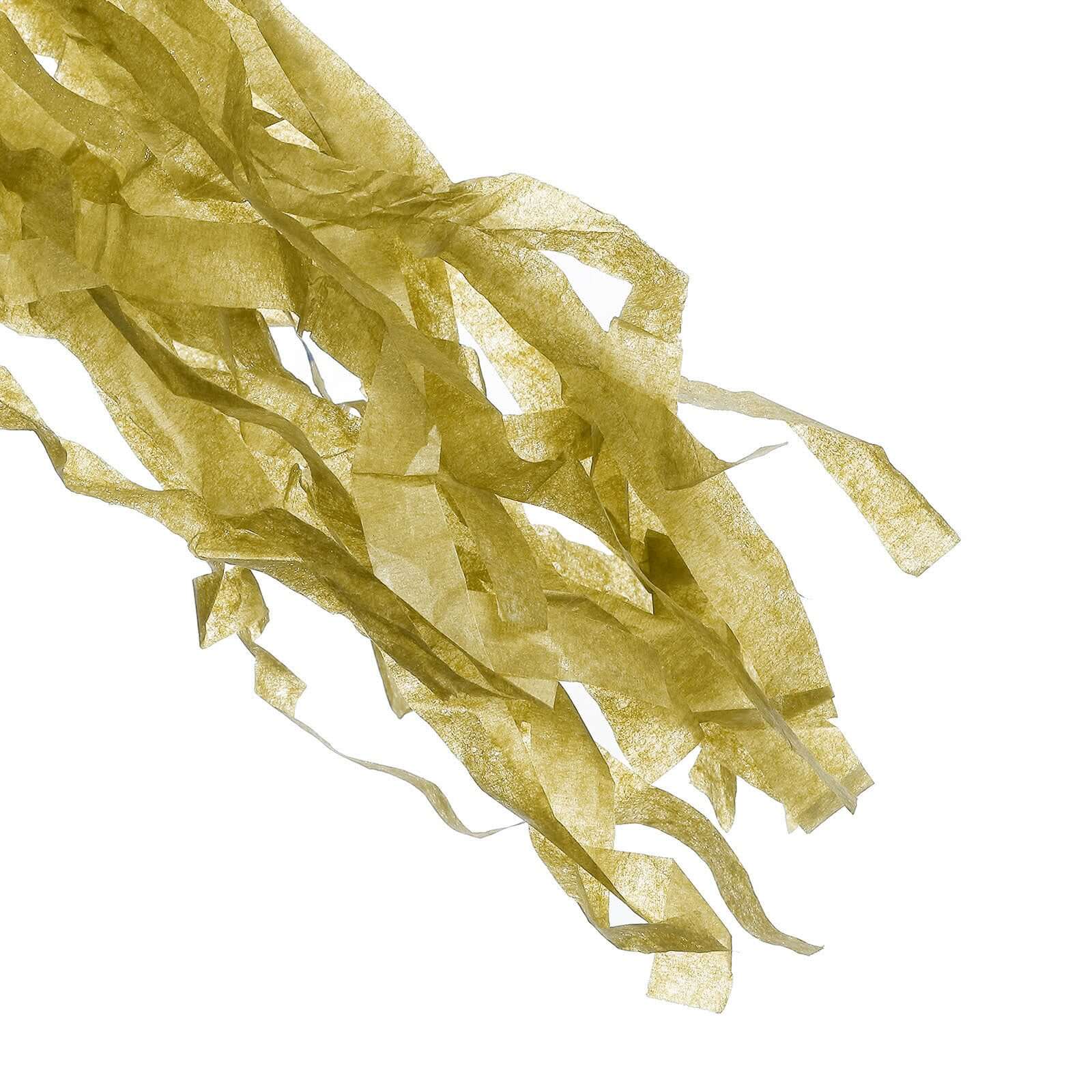 12 Pack Pre - Tied Gold Paper Fringe Tassels With Garland String, Hanging Streamer Banner - Linen Luxes