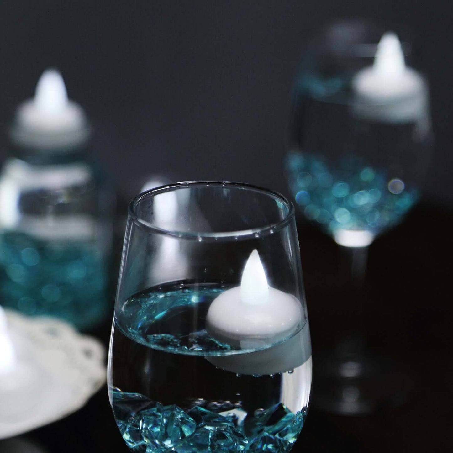 12 - Pack Tealight Candles Flameless Design Cool White - Waterproof Floating LED Lighting - Linen Luxes