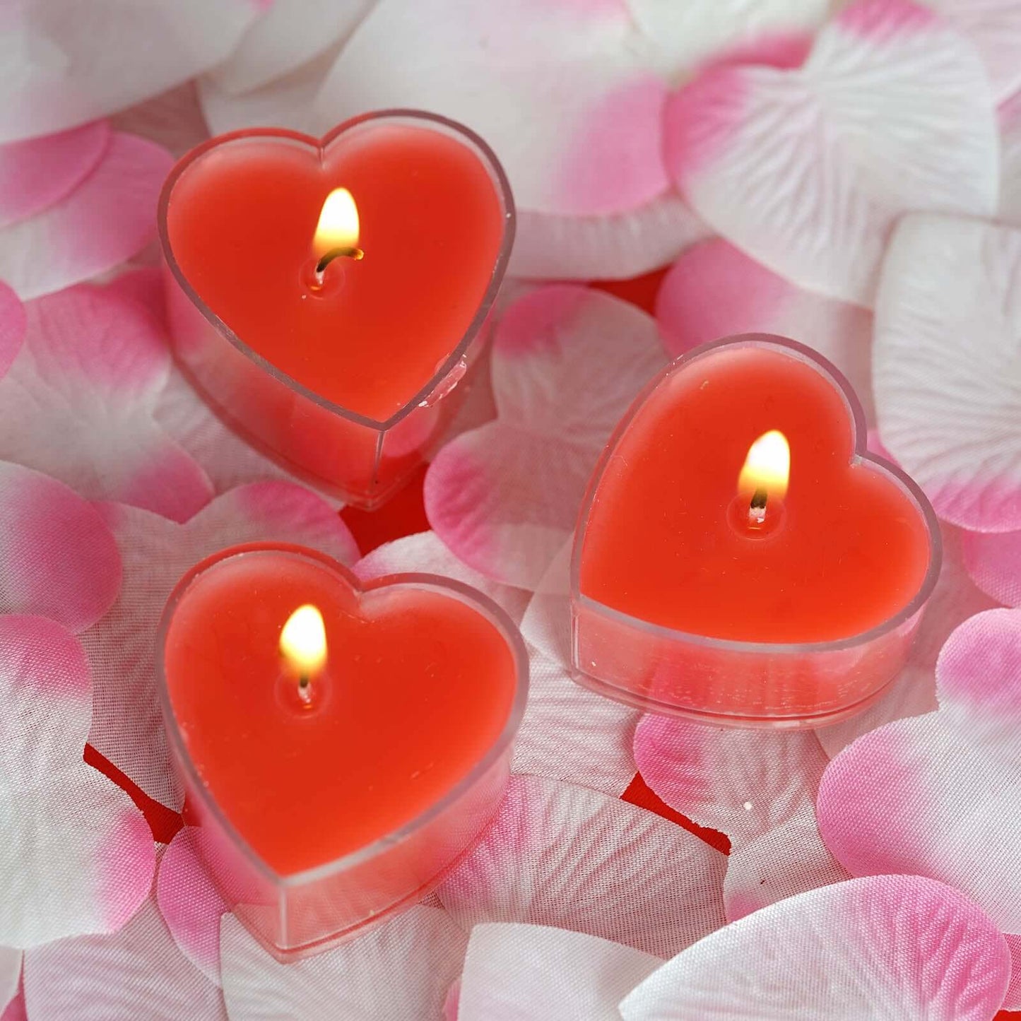 12 - Pack Tealight Candles Heart Shaped Design Red - Valentines Decor for Romantic Settings Mini - Linen Luxes