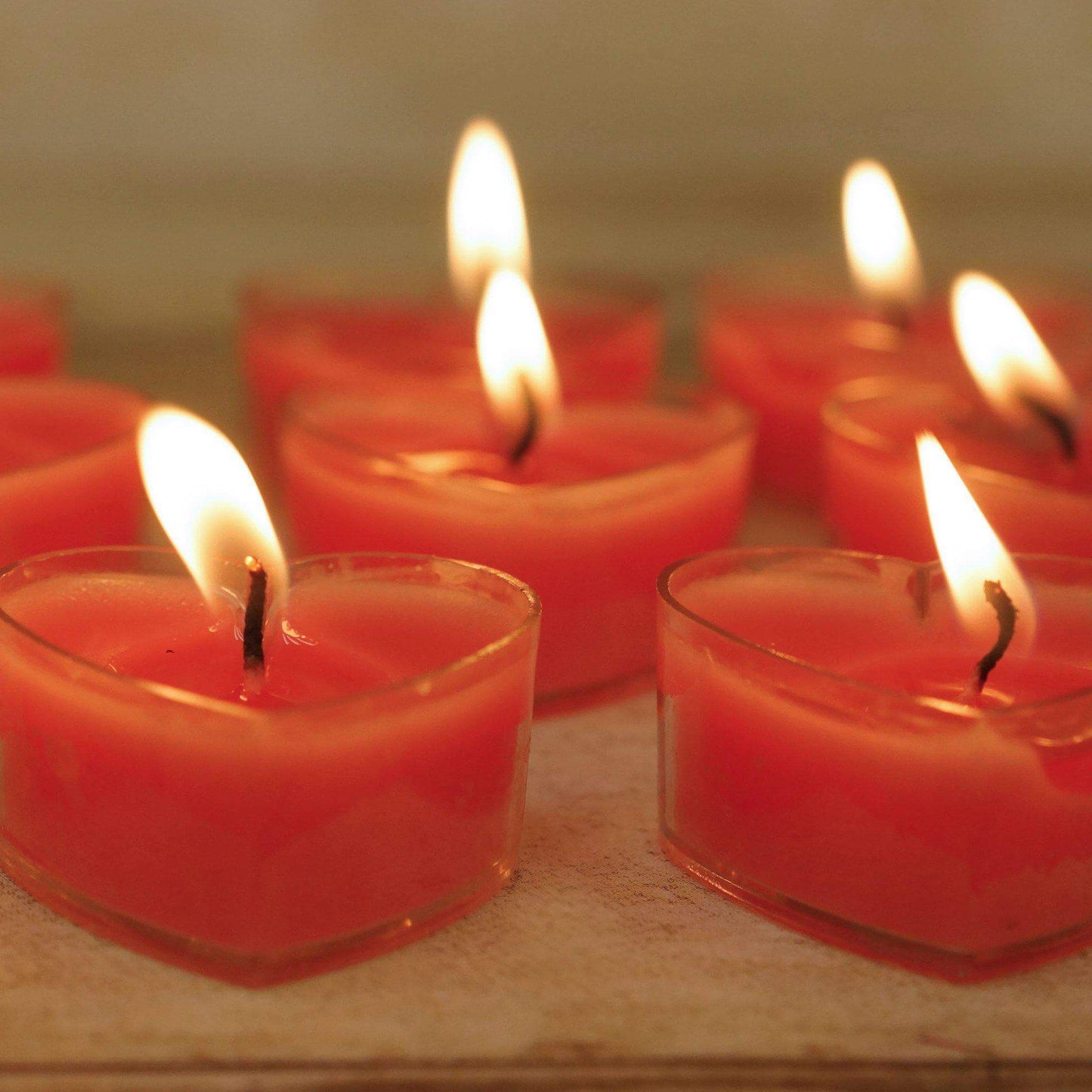 12 - Pack Tealight Candles Heart Shaped Design Red - Valentines Decor for Romantic Settings Mini - Linen Luxes