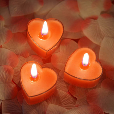 12 - Pack Tealight Candles Heart Shaped Design Red - Valentines Decor for Romantic Settings Mini - Linen Luxes