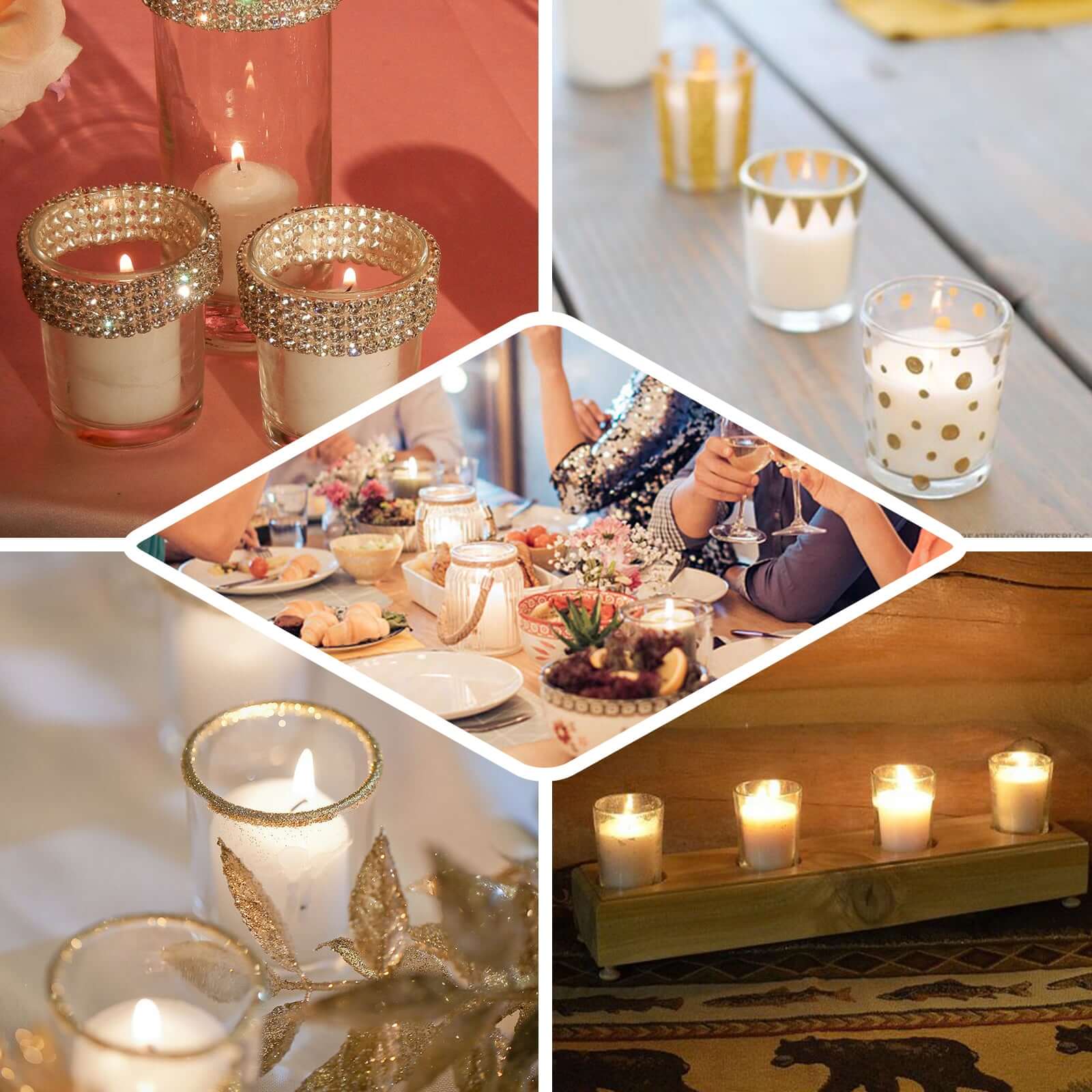 12 - Pack Votive Candle Set White with Clear Glass Holders - Tealight Candles for Decor - Linen Luxes