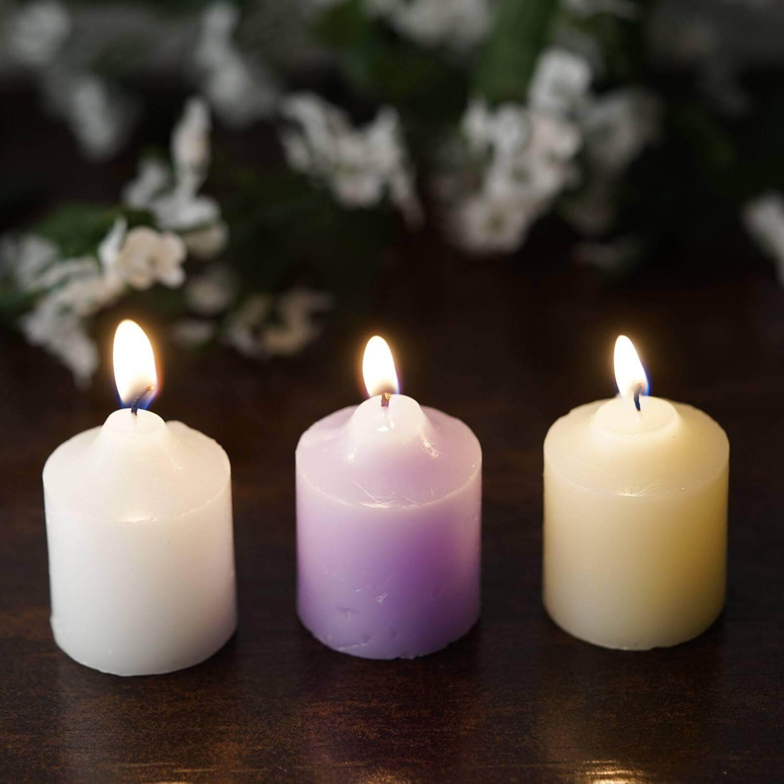 12 - Pack Votive Candles Mini Design White - Multi - Purpose Candle Decor for Events 2" - Linen Luxes