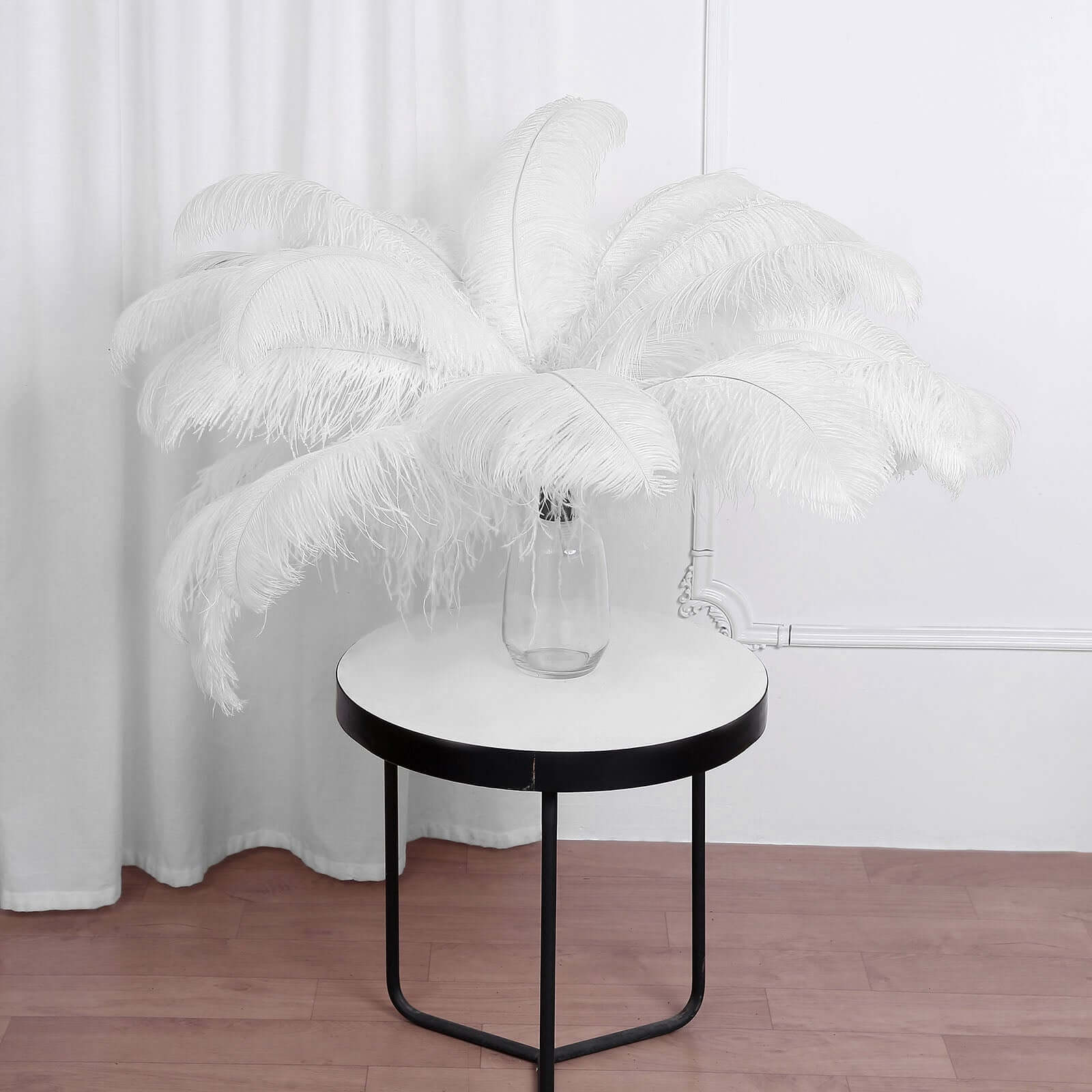 12 Pack White Natural Plume Ostrich Feathers Centerpiece Filler - 24" - 26" - Linen Luxes