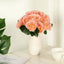 12" Peach Artificial Velvet - Like Fabric Rose Flower Bouquet Bush - Linen Luxes