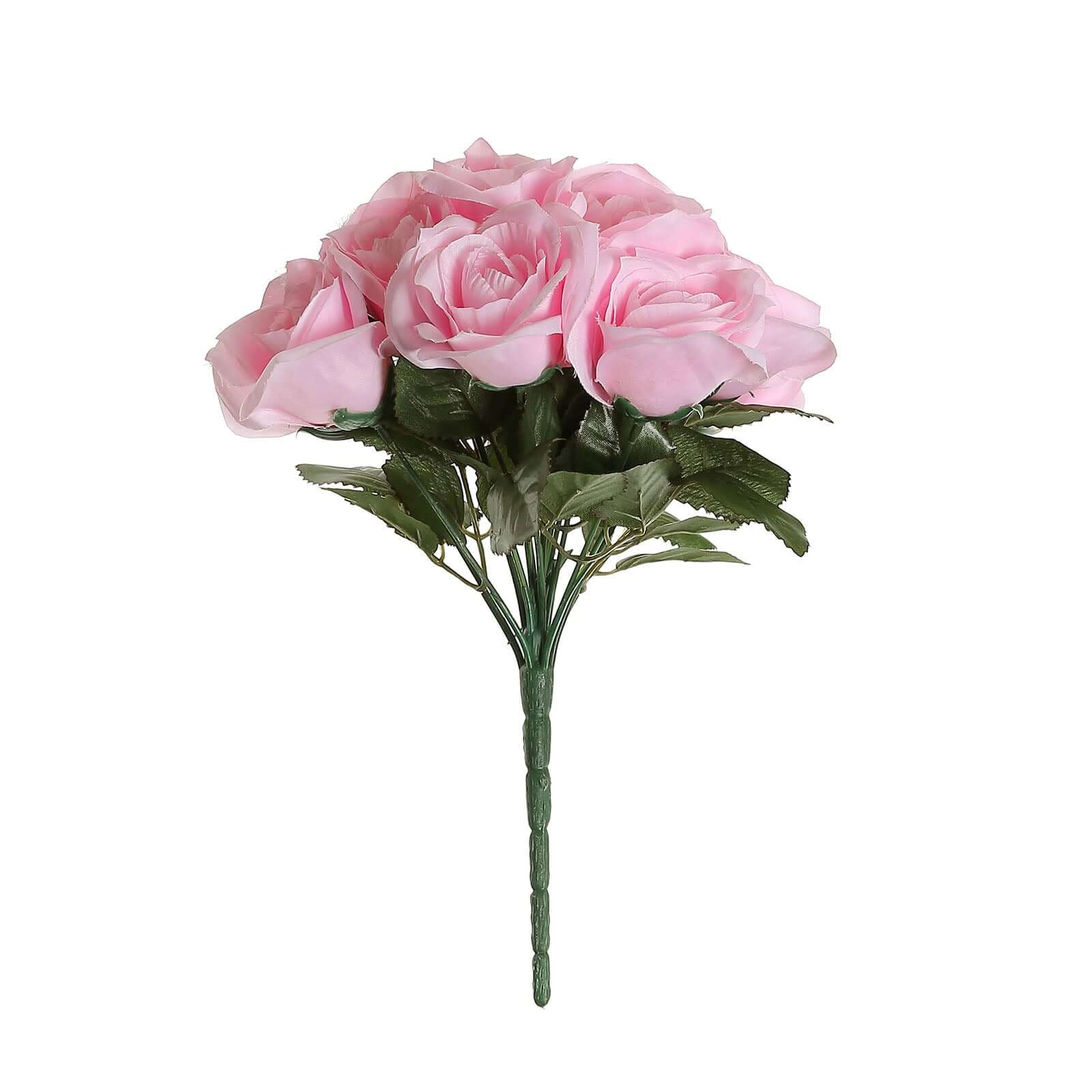 12" Pink Artificial Velvet - Like Rose Flower Bouquet - Linen Luxes