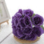 12" Purple Artificial Velvet - Like Fabric Rose Flower Bouquet Bush - Linen Luxes