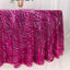 Sequin Mesh 120" Round Tablecloth Fuchsia/Silver - Seamless Wave Embroidered Table Cover