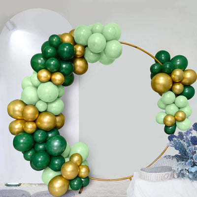 120 Pack Assorted Gold Green Latex Balloon Arch Kit, DIY Party Balloon Garland Decorations - Gold Hunter Emerald Green Sage Green