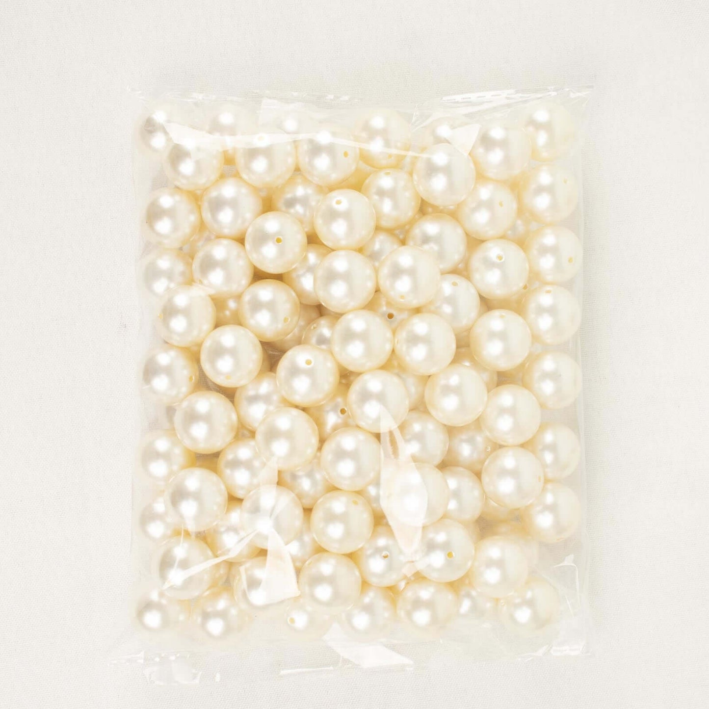 120 - Pack Faux Craft Pearl Beads Ivory - Glossy Beads with Holes for Vase Filler Jewelry Making Bridal Accessories & Event Decor 20mm - Linen Luxes
