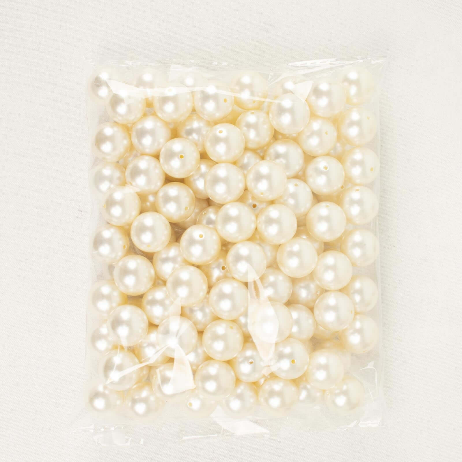 120 - Pack Faux Craft Pearl Beads Ivory - Glossy Beads with Holes for Vase Filler Jewelry Making Bridal Accessories & Event Decor 20mm - Linen Luxes