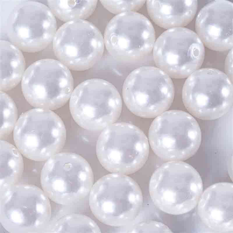 120 - Pack Faux Craft Pearl Beads White - Glossy Beads with Holes for Vase Filler Jewelry Making Bridal Accessories & Event Decor 20mm - Linen Luxes