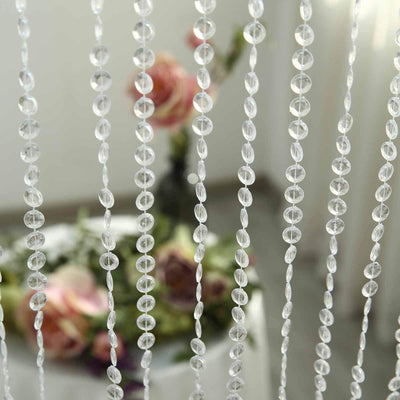 12ft Crystal Diamond Beaded Curtain with Plastic Rod and Adjustable Hooks - Linen Luxes