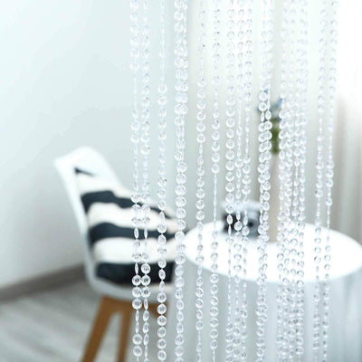 12ft Crystal Diamond Beaded Curtain with Plastic Rod and Adjustable Hooks - Linen Luxes
