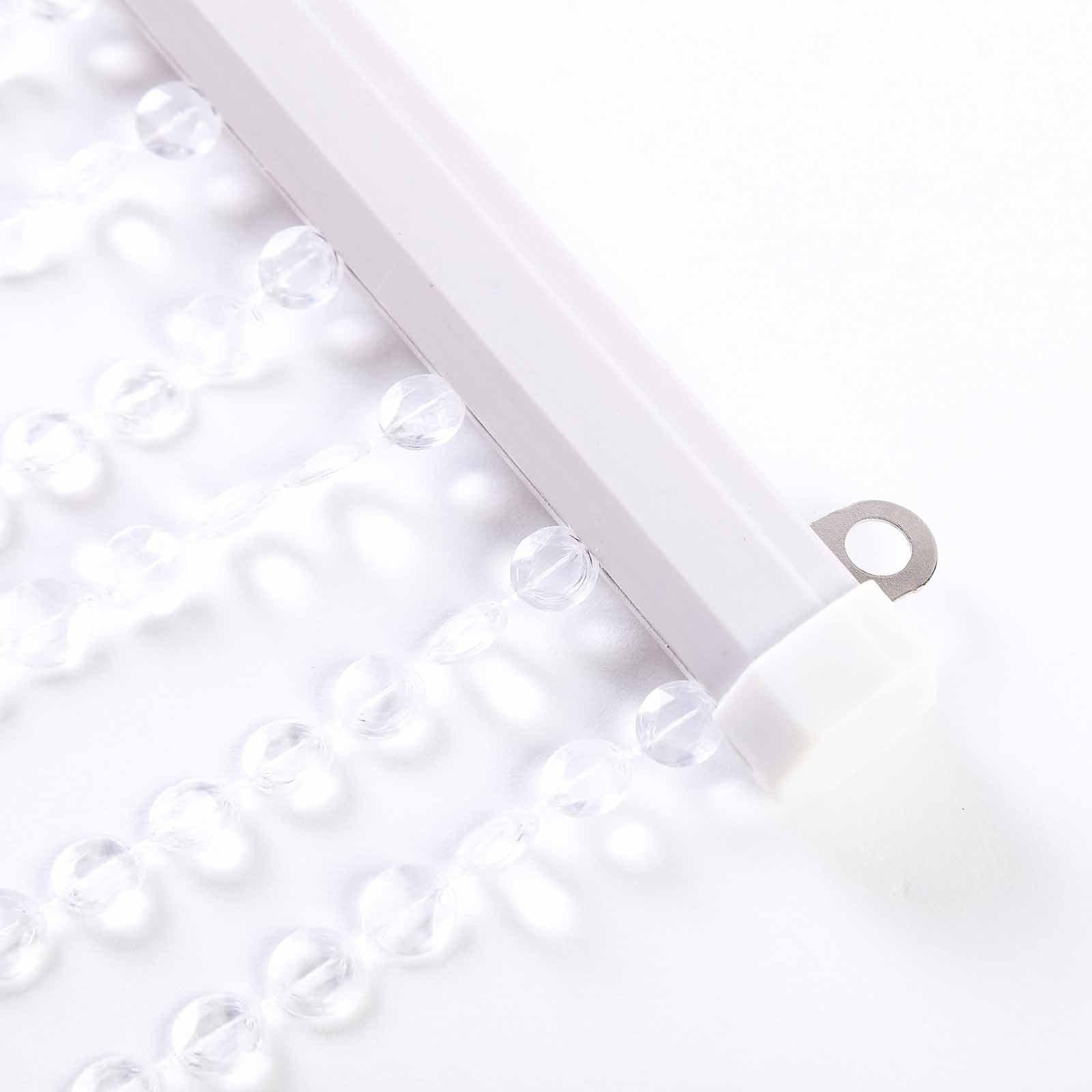 12ft Crystal Diamond Beaded Curtain with Plastic Rod and Adjustable Hooks - Linen Luxes