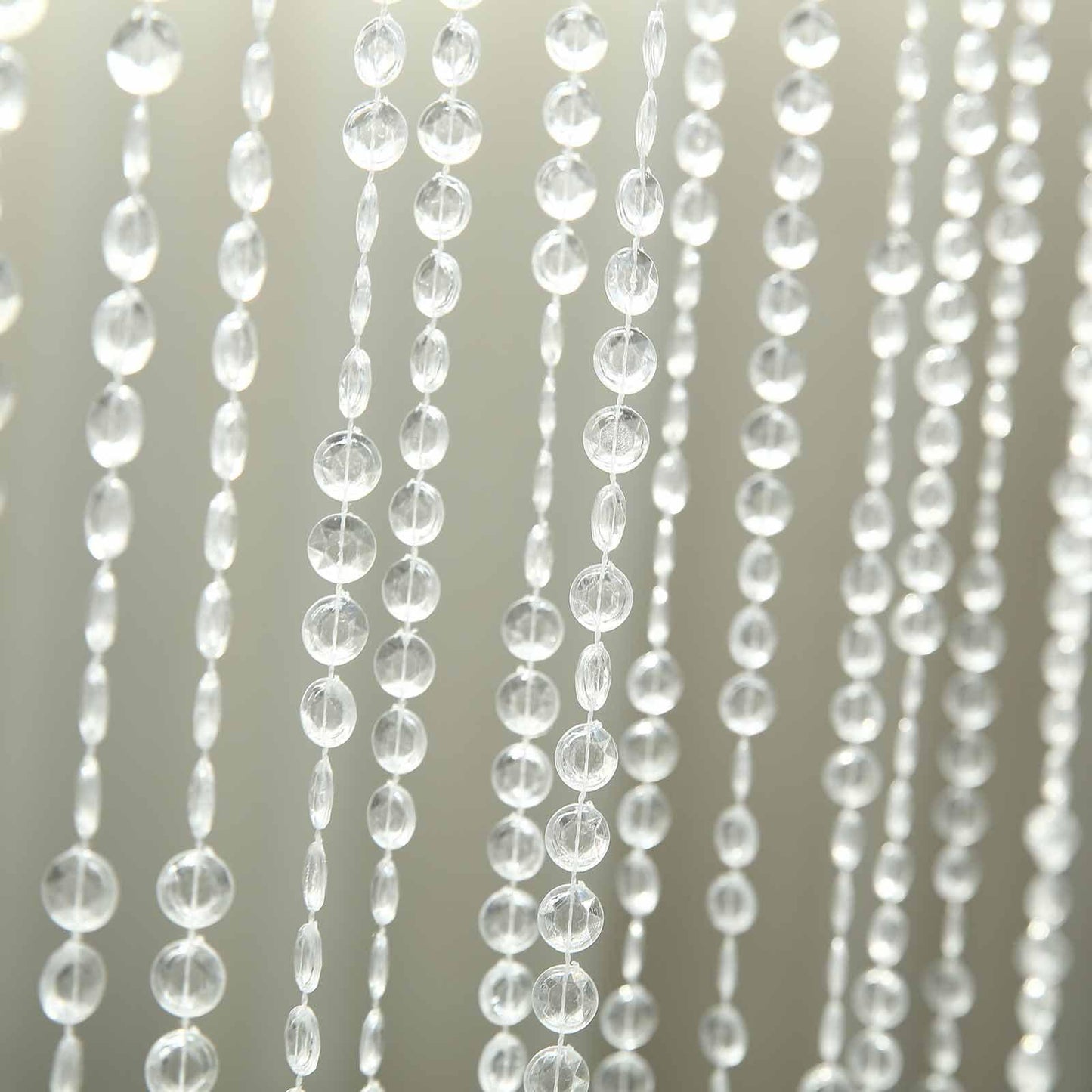 12ft Crystal Diamond Beaded Curtain with Plastic Rod and Adjustable Hooks - Linen Luxes