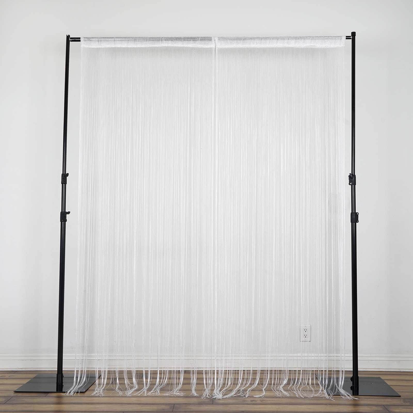 12ft Long White Silk String Tassels Backdrop Party Curtains - Linen Luxes
