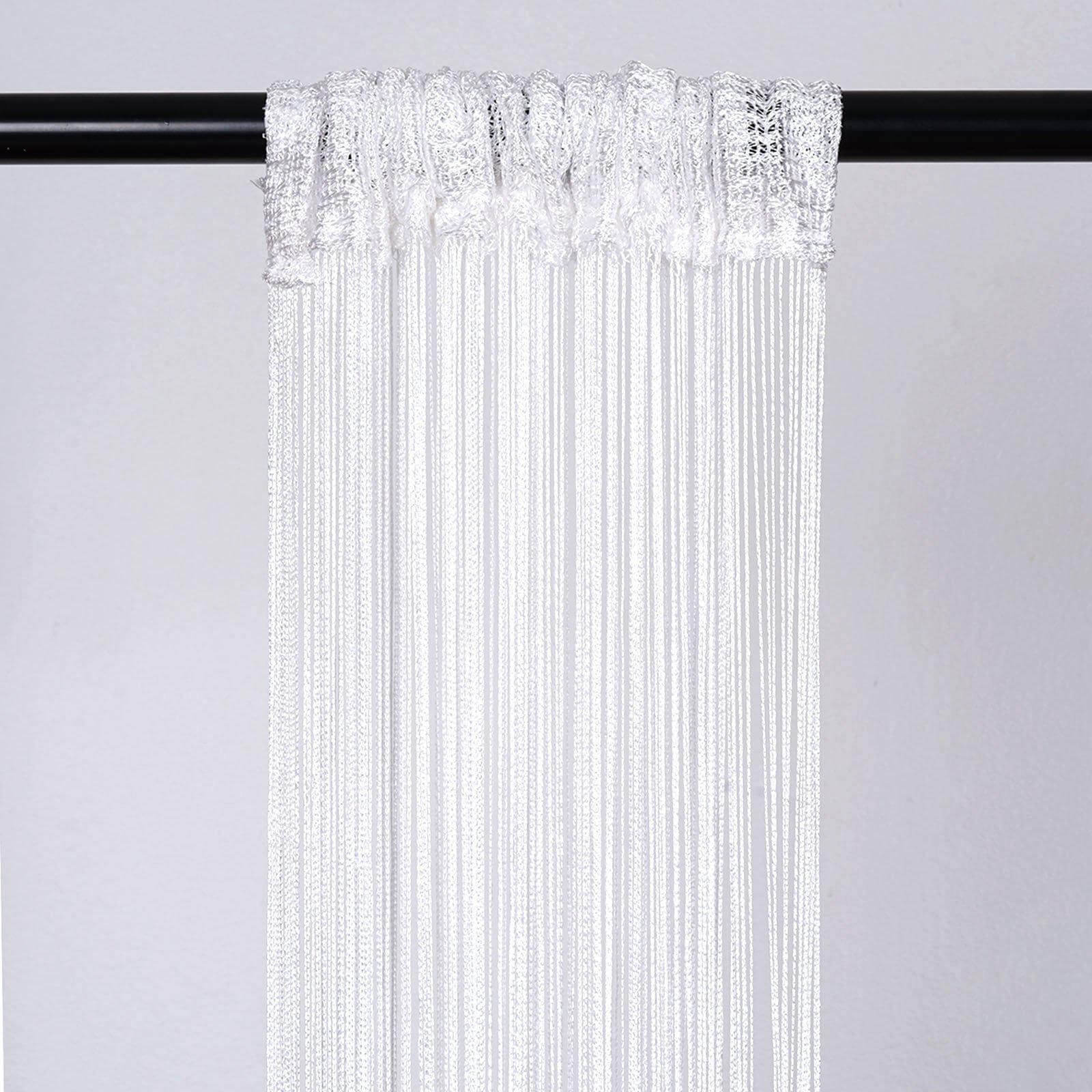 12ft Long White Silk String Tassels Backdrop Party Curtains - Linen Luxes
