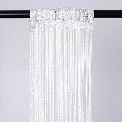 12ft Long White Silk String Tassels Backdrop Party Curtains - Linen Luxes