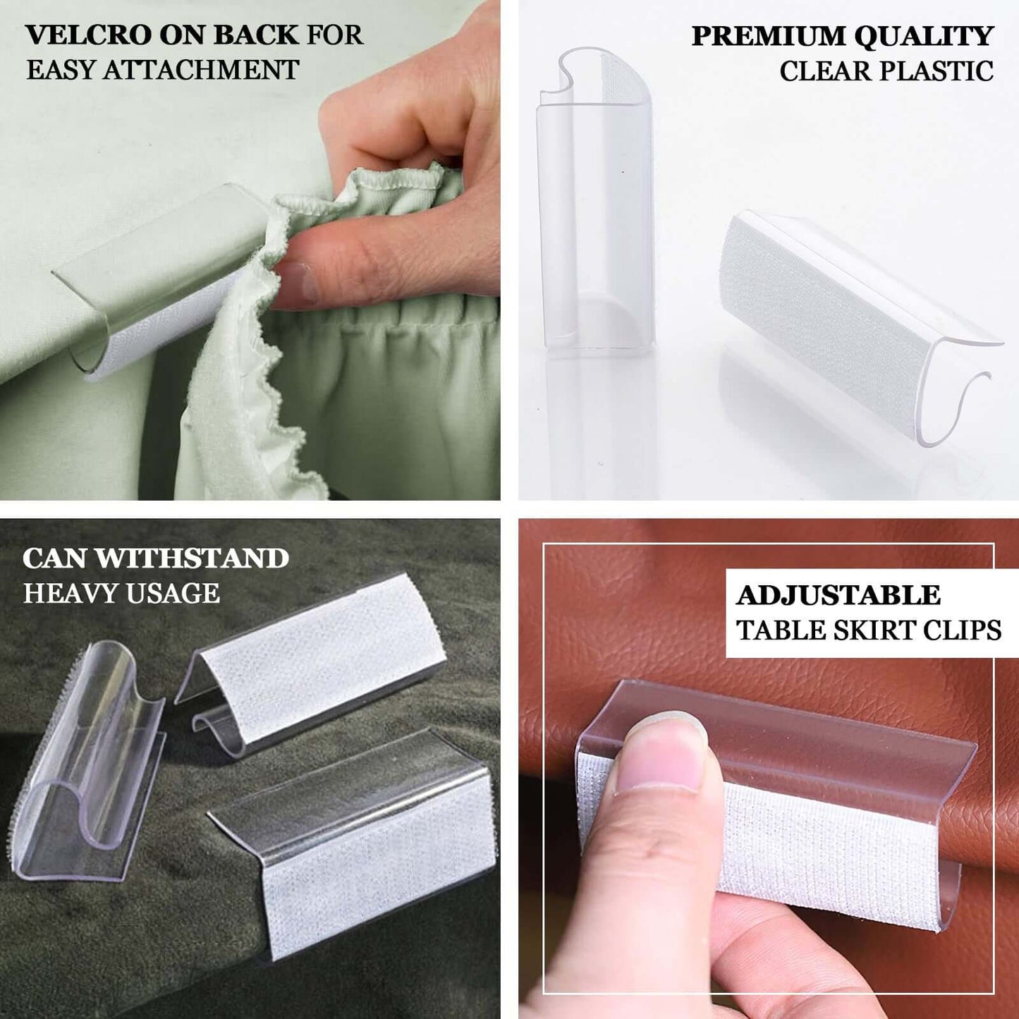 12Pcs 0.4" Adjustable Large Plastic Table Skirt Clips - Linen Luxes