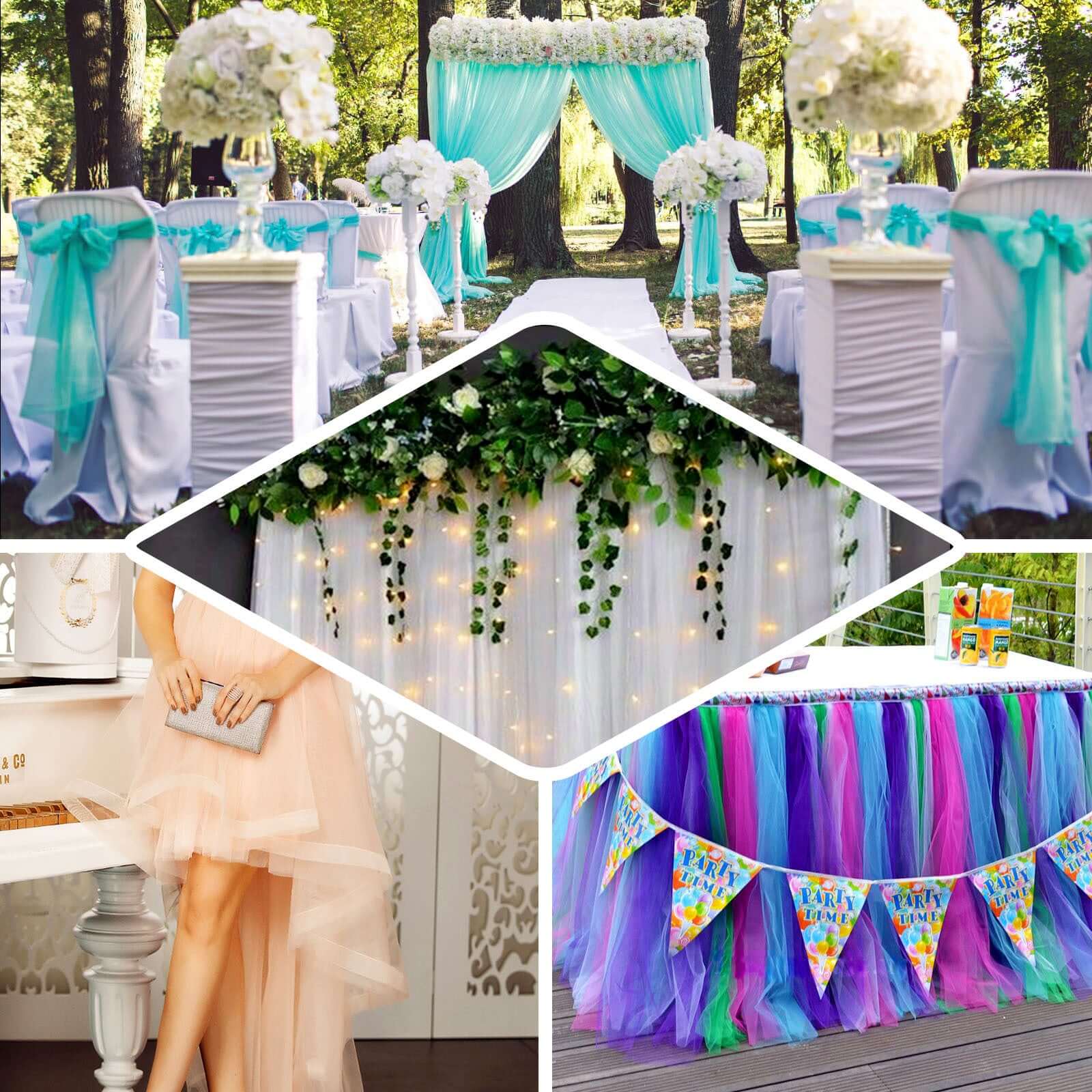 12"x100 Yards White Tulle Fabric Bolt, Sheer Fabric Spool Roll For Crafts - Linen Luxes