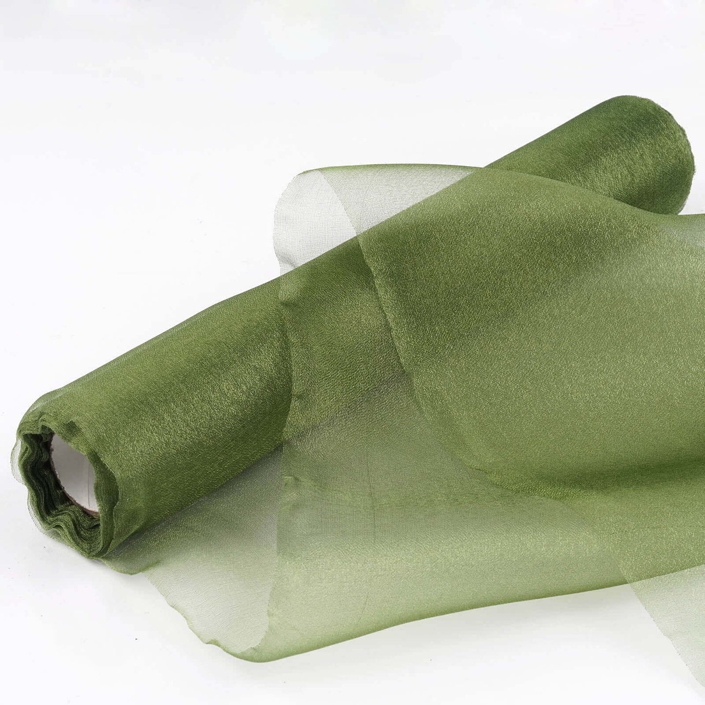 12"x10yd Olive Green Sheer Chiffon Fabric Bolt, DIY Voile Drapery Fabric - Linen Luxes