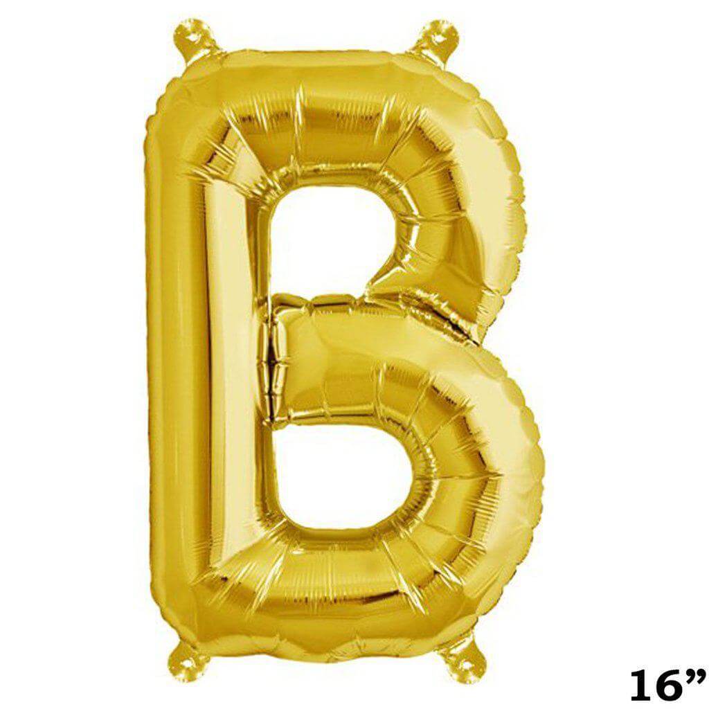 13" Gold Letter & Number Balloons, Shiny Metallic Mylar Foil Alphabet Balloons - Linen Luxes
