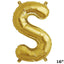 13" Gold Letter & Number Balloons, Shiny Metallic Mylar Foil Alphabet Balloons - Linen Luxes