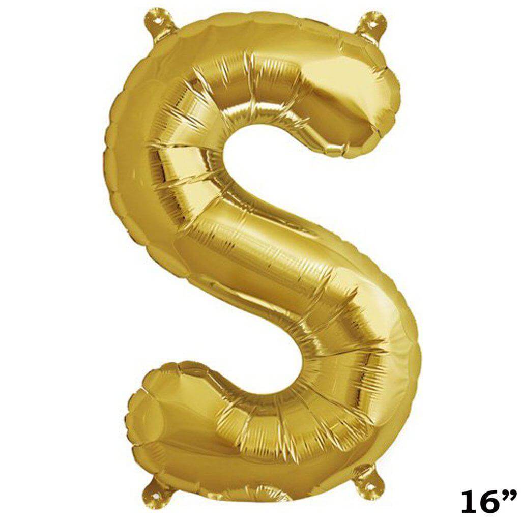 13" Gold Letter & Number Balloons, Shiny Metallic Mylar Foil Alphabet Balloons - Linen Luxes