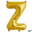 13" Gold Letter & Number Balloons, Shiny Metallic Mylar Foil Alphabet Balloons - Linen Luxes