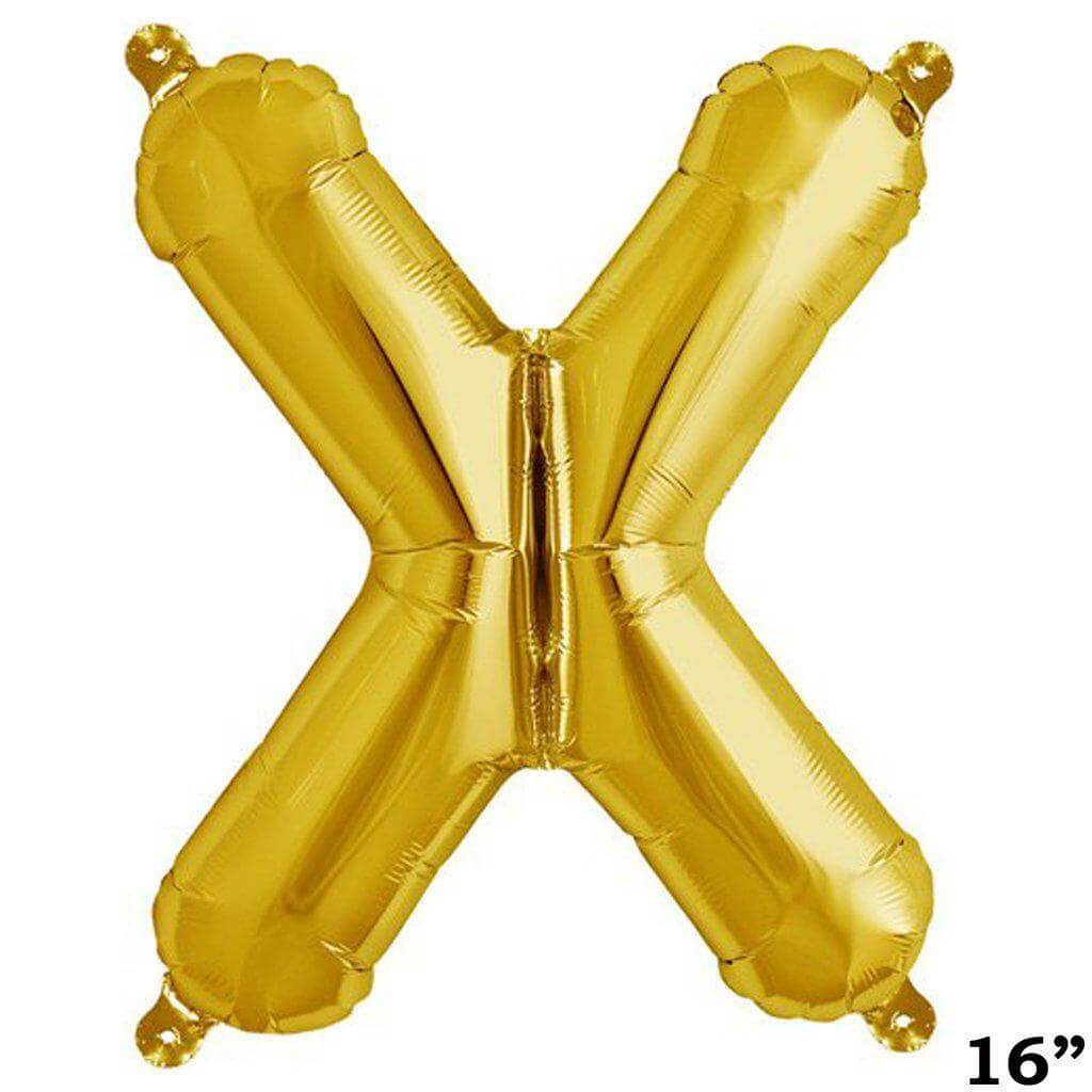 13" Gold Letter & Number Balloons, Shiny Metallic Mylar Foil Alphabet Balloons - Linen Luxes