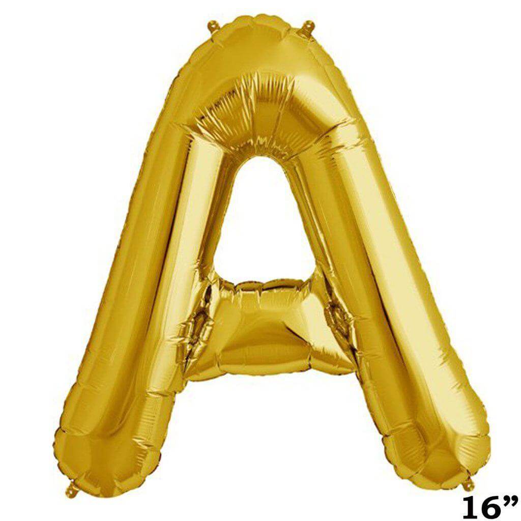13" Gold Letter & Number Balloons, Shiny Metallic Mylar Foil Alphabet Balloons - Linen Luxes