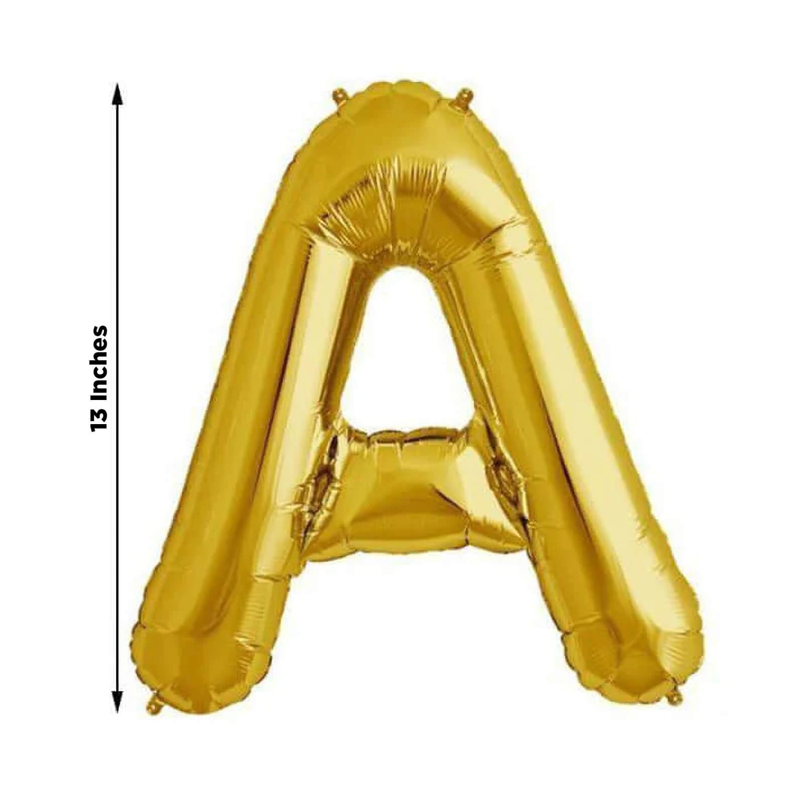 13" Gold Letter & Number Balloons, Shiny Metallic Mylar Foil Alphabet Balloons - Linen Luxes