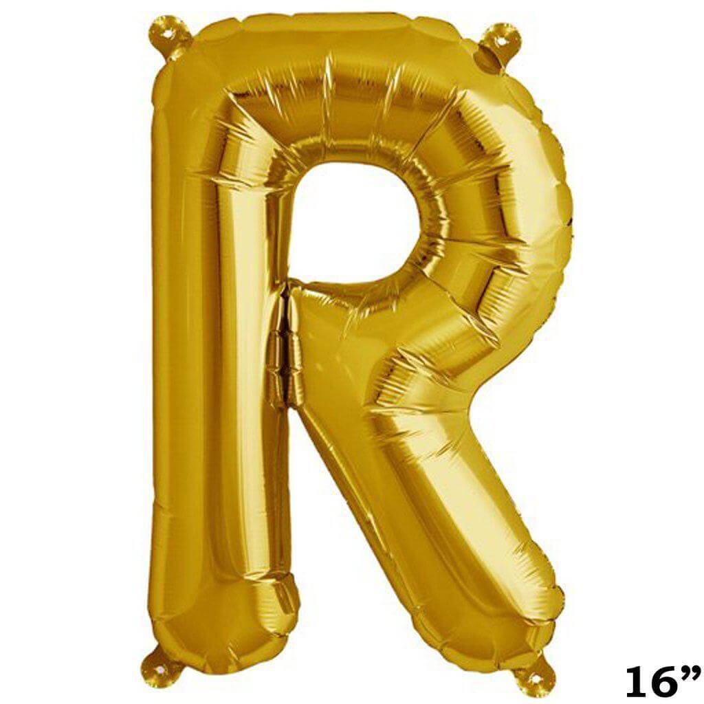 13" Gold Letter & Number Balloons, Shiny Metallic Mylar Foil Alphabet Balloons - Linen Luxes