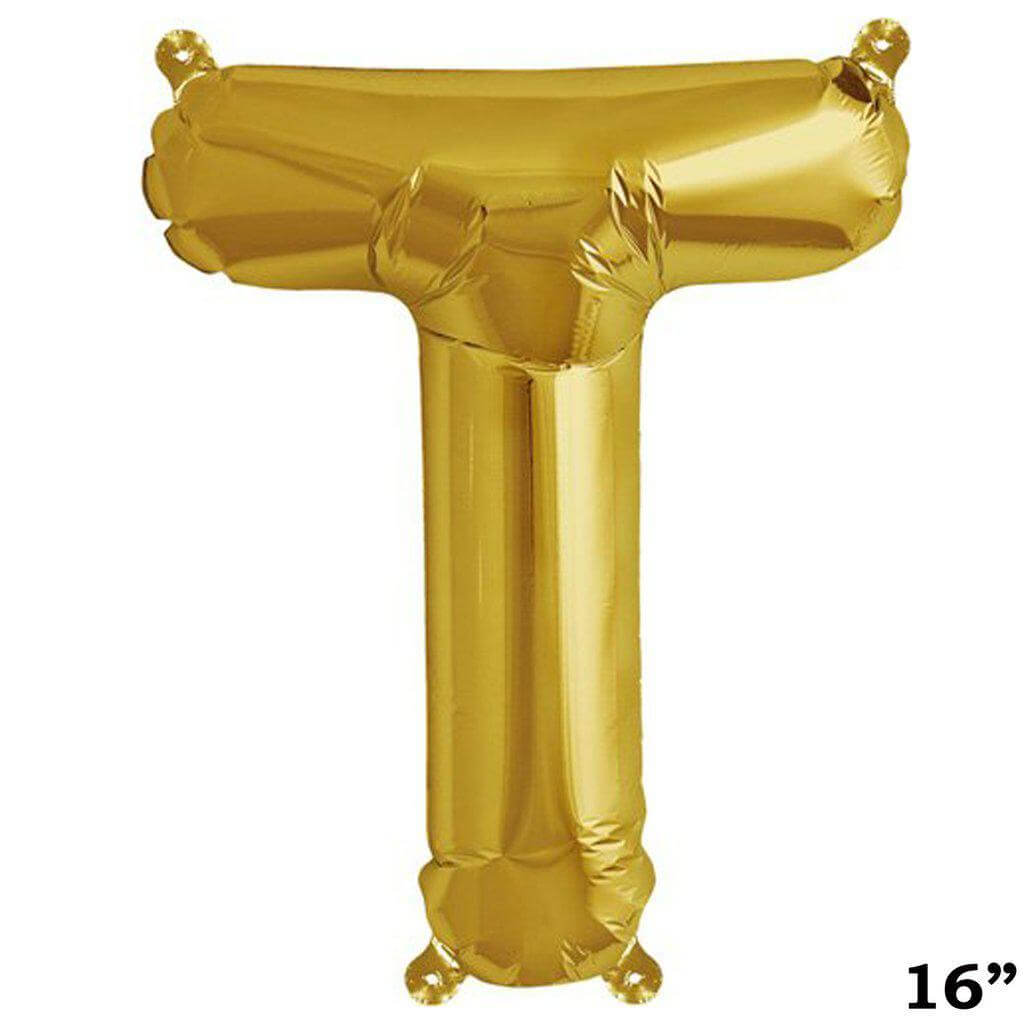 13" Gold Letter & Number Balloons, Shiny Metallic Mylar Foil Alphabet Balloons - Linen Luxes