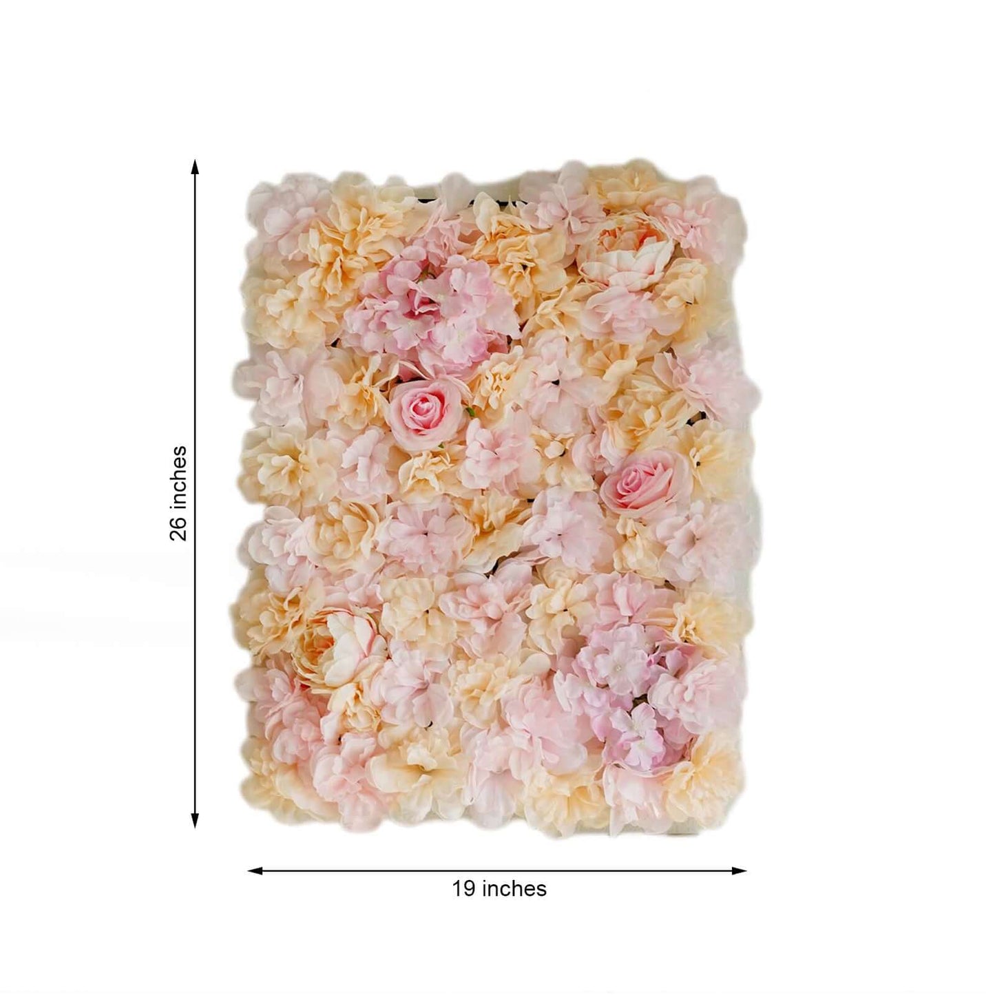 13 Sq ft. Pink Champagne UV Protected Assorted Flower Wall Mat Backdrop - 4 Artificial Panels - Linen Luxes