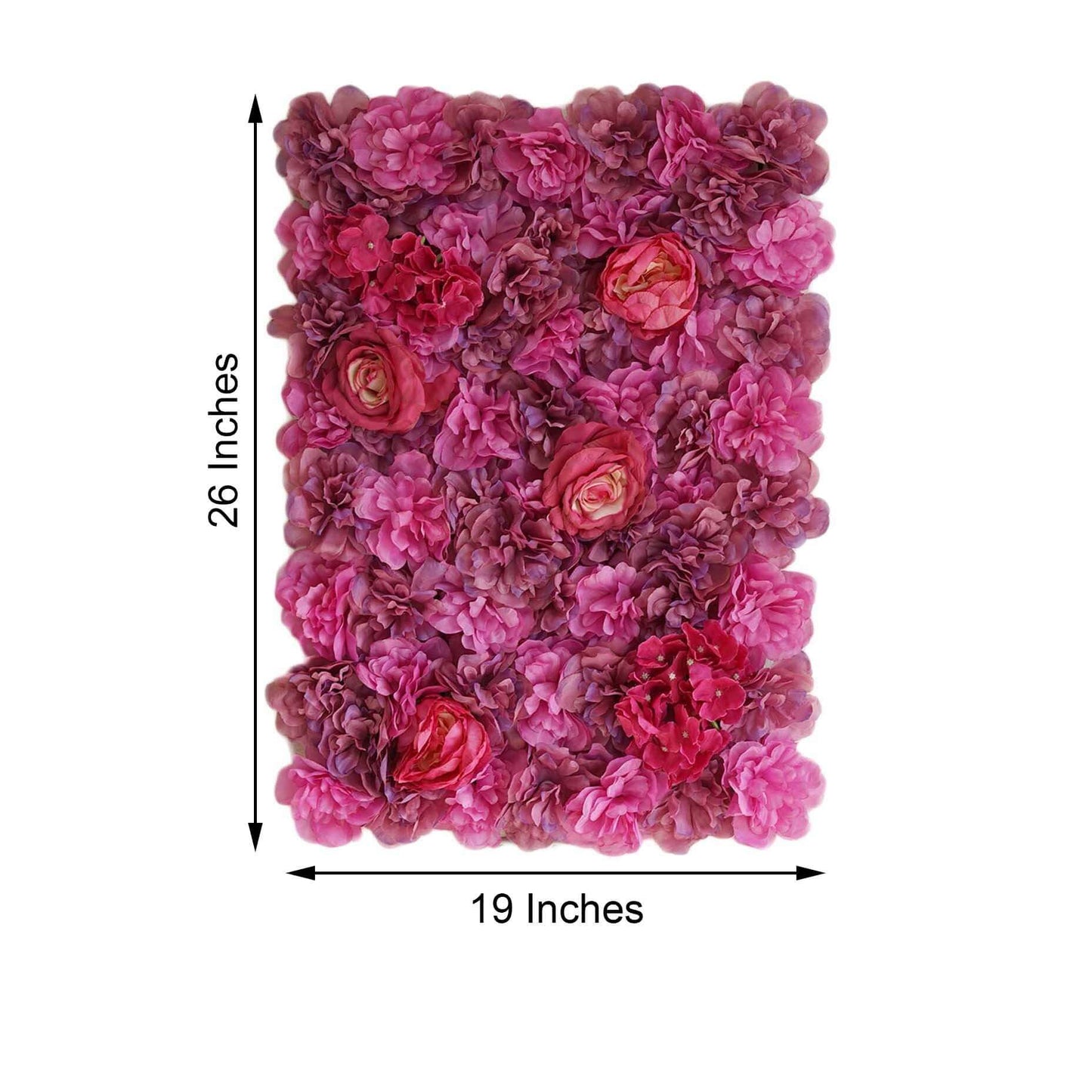 13 Sq ft. Violet Purple UV Protected Assorted Flower Wall Mat Backdrop - 4 Artificial Panels - Linen Luxes