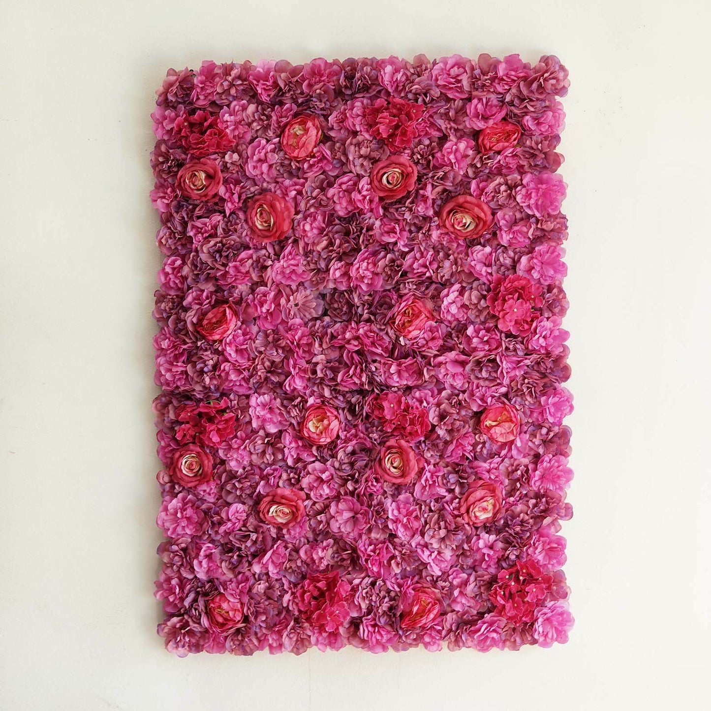 13 Sq ft. Violet Purple UV Protected Assorted Flower Wall Mat Backdrop - 4 Artificial Panels - Linen Luxes