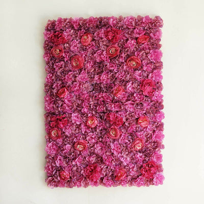 13 Sq ft. Violet Purple UV Protected Assorted Flower Wall Mat Backdrop - 4 Artificial Panels - Linen Luxes
