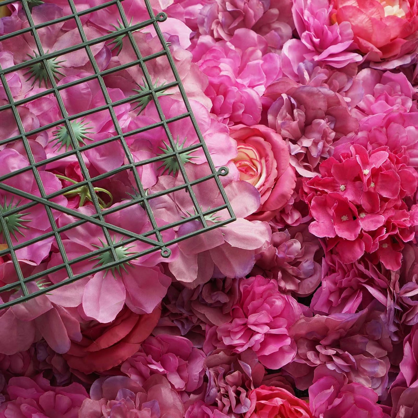 13 Sq ft. Violet Purple UV Protected Assorted Flower Wall Mat Backdrop - 4 Artificial Panels - Linen Luxes