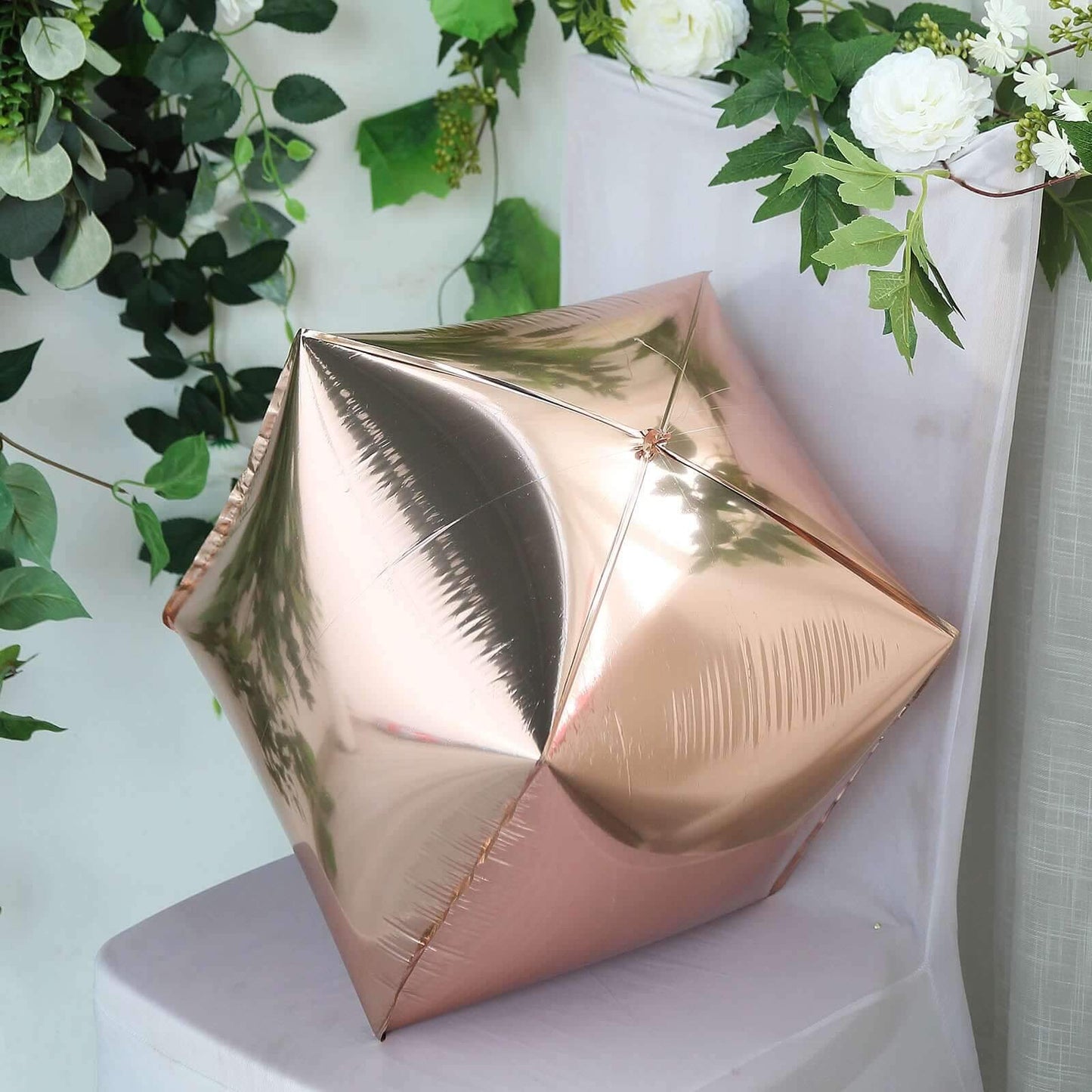 14" 4D Rose Gold Cube Shaped Mylar Foil Helium Air Balloons - Linen Luxes