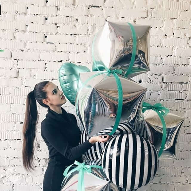 14" 4D Rose Gold Cube Shaped Mylar Foil Helium Air Balloons - Linen Luxes