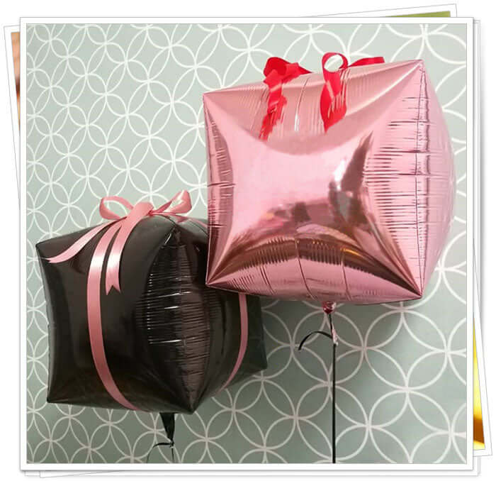 14" 4D Rose Gold Cube Shaped Mylar Foil Helium Air Balloons - Linen Luxes