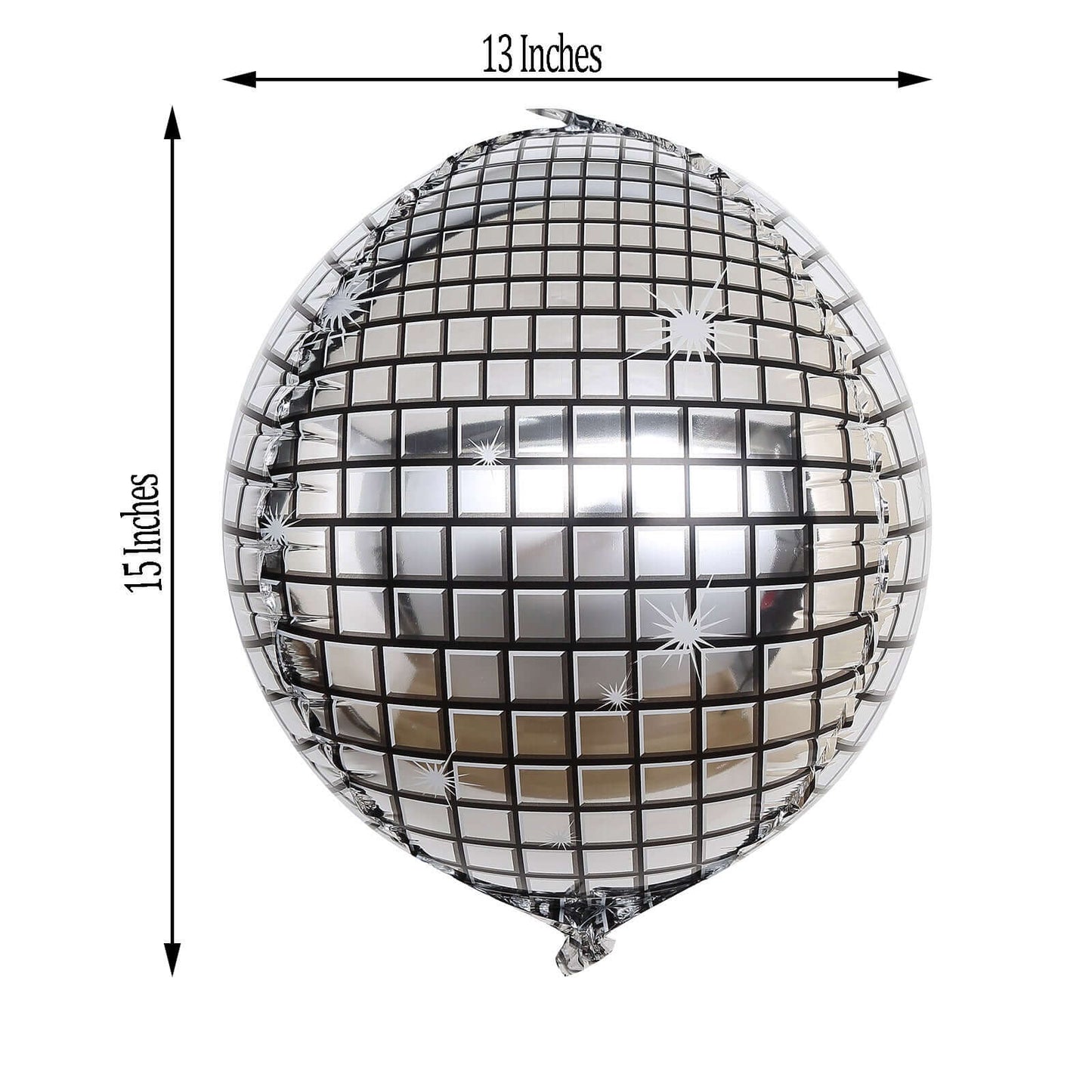 15" Mirrored Silver Disco Ball Mylar Reusable Foil Helium Air Balloon - Linen Luxes