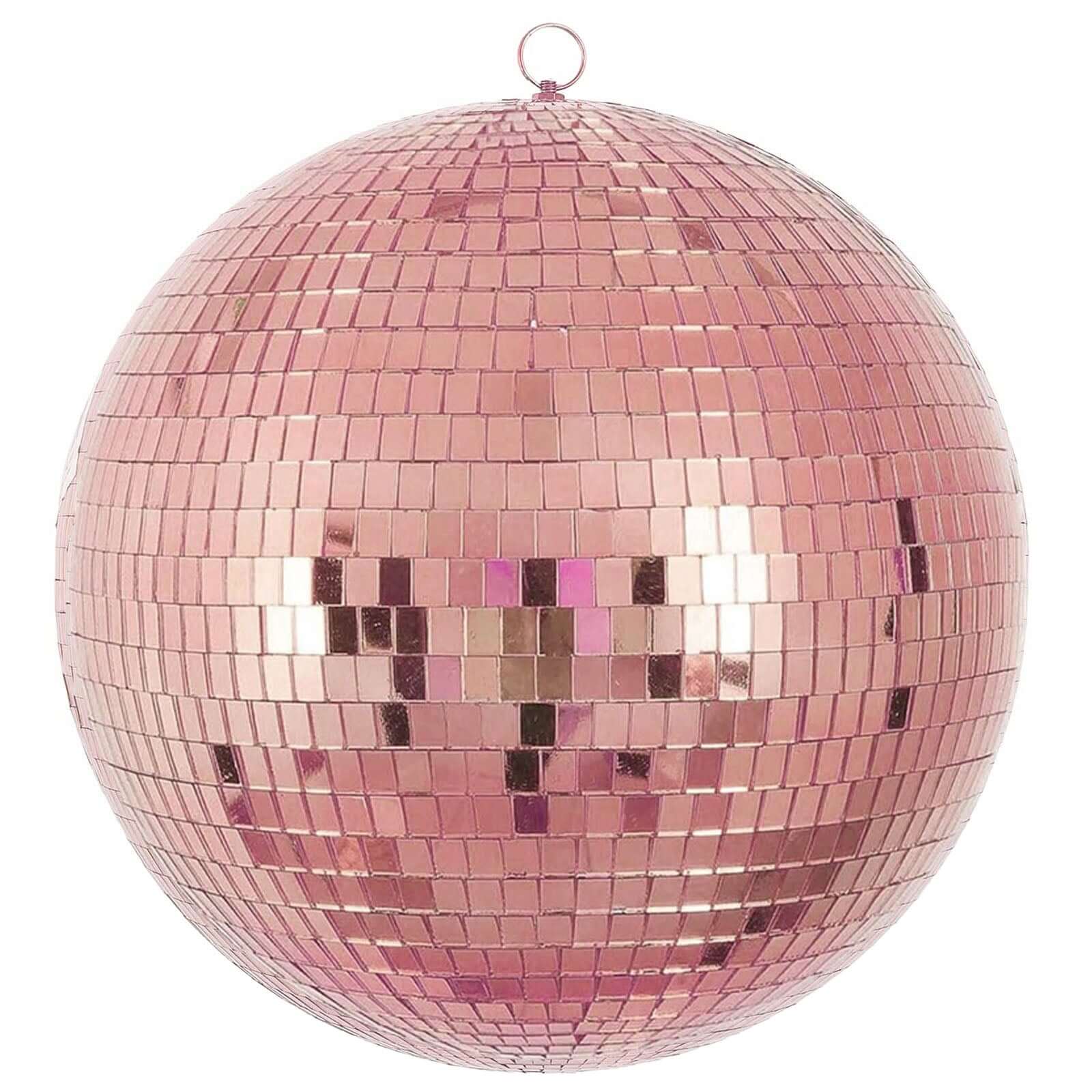 16" Large Rose Gold Foam Disco Mirror Ball With Hanging Swivel Ring, Holiday Party Decor - Linen Luxes