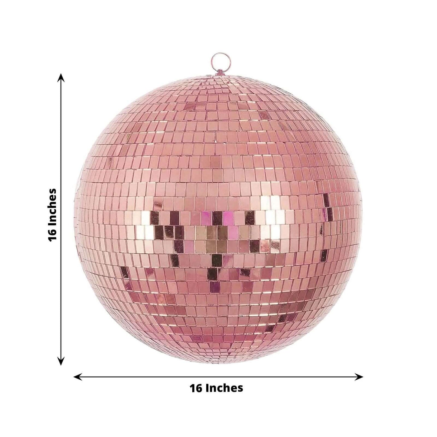 16" Large Rose Gold Foam Disco Mirror Ball With Hanging Swivel Ring, Holiday Party Decor - Linen Luxes