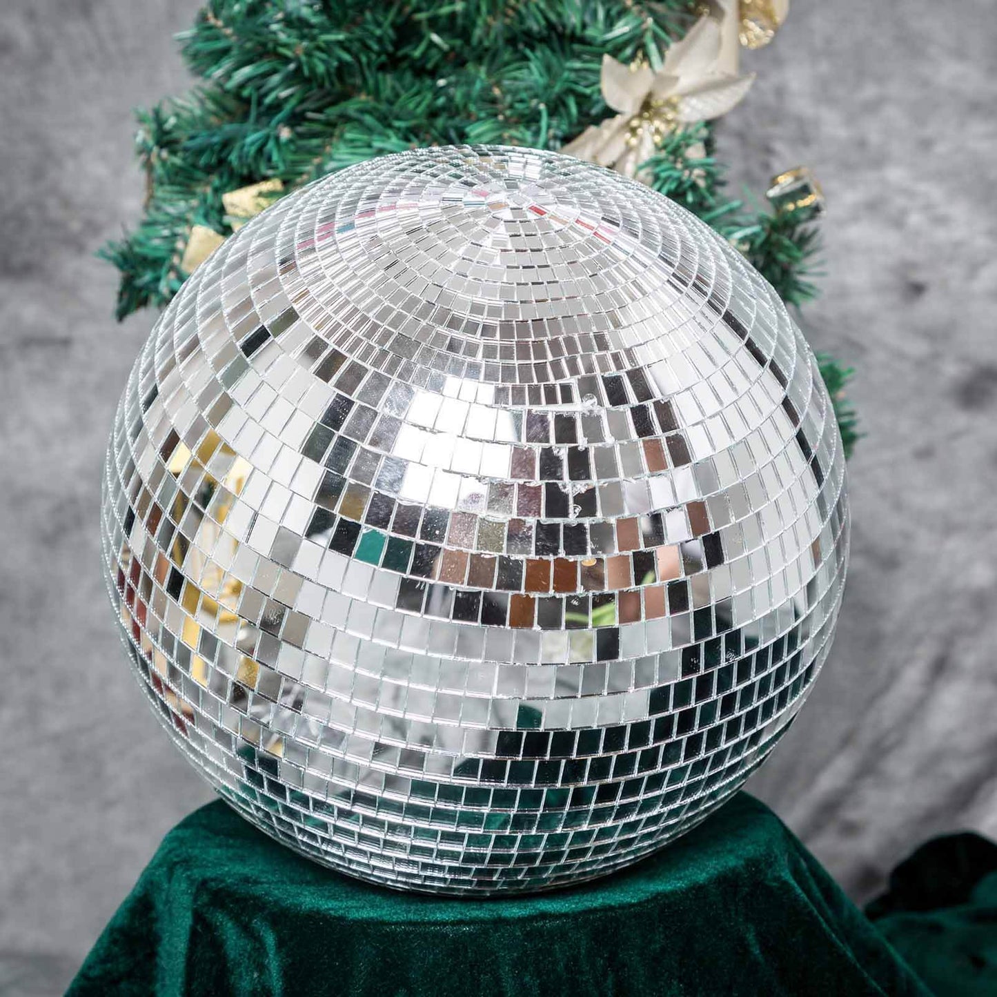 16" Large Silver Foam Disco Mirror Ball With Hanging Swivel Ring, Holiday Party Decor - Linen Luxes