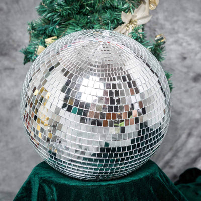 16" Large Silver Foam Disco Mirror Ball With Hanging Swivel Ring, Holiday Party Decor - Linen Luxes